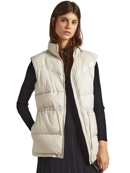 Pepe Jeans Women's Short Puffer Jacket for Winter Gray