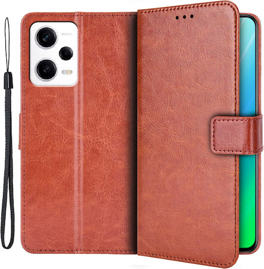 Crazy Horse Wallet Piele artificială / Plastic / Silicon Maro (Redmi Note 12 5G / Poco X5 5G)