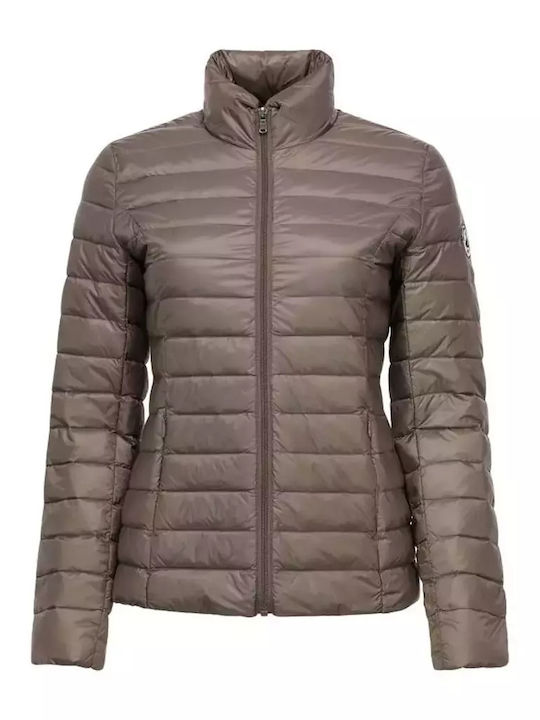 Just Over The Top Women's Short Puffer Jacket for Winter Brown