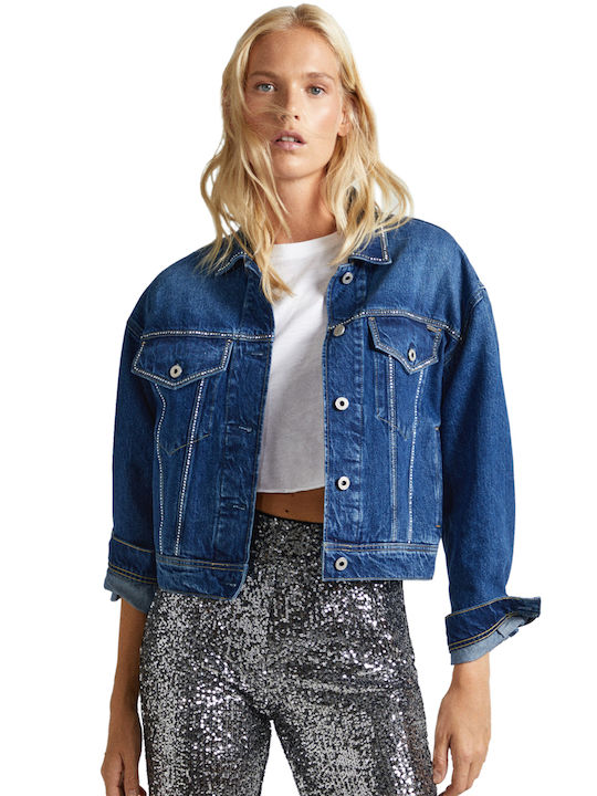 Pepe Jeans Turner Women's Short Jean Jacket for Spring or Autumn Blue