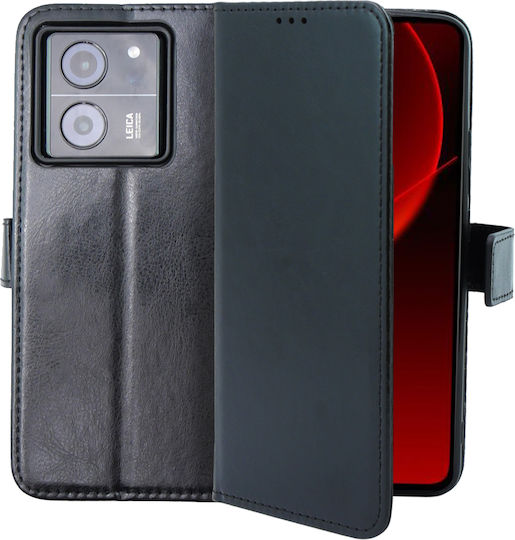 Crazy Horse Wallet Piele artificială / Plastic / Silicon Negru (Xiaomi 13T / 13T Pro)