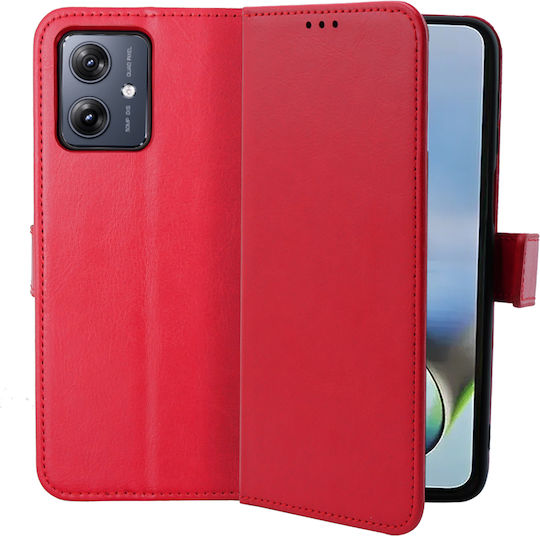 Crazy Horse Wallet Piele artificială / Plastic / Silicon Roșu (Motorola Moto G54 5G)
