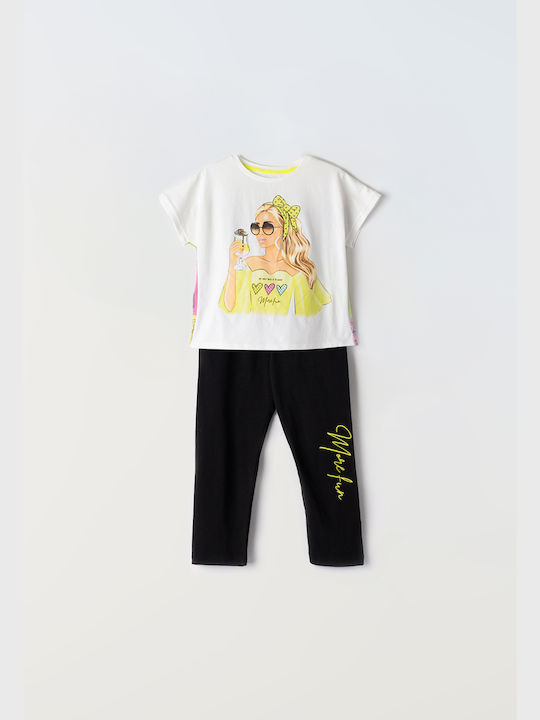 Εβίτα Kids Set with Leggings Summer 2pcs White