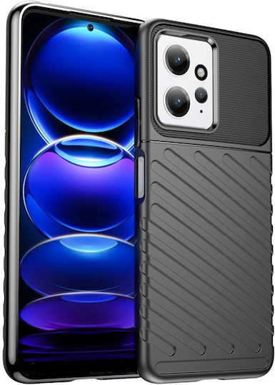 Thunder Umschlag Rückseite Silikon Schwarz (Redmi Note 12 4G)