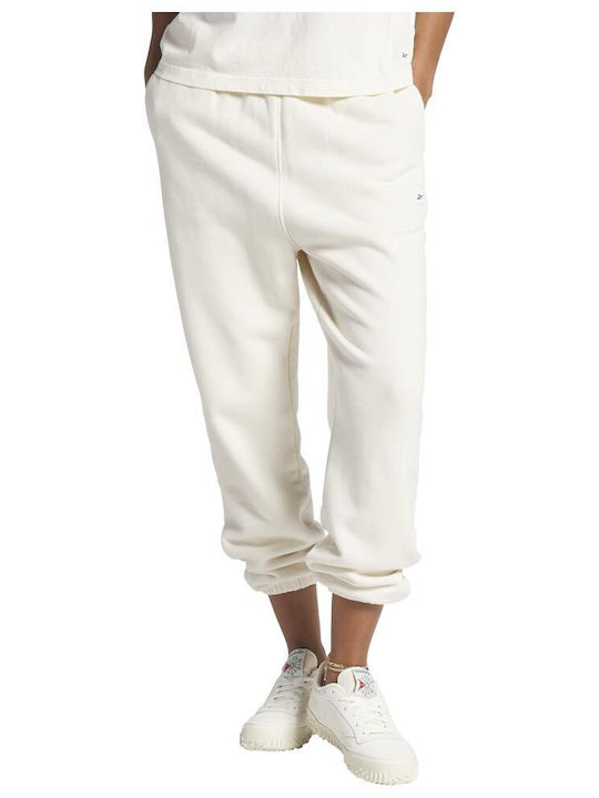 Reebok Women's High Waist Sweatpants White Velvet