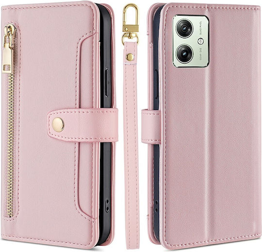 Motorola Wallet Piele artificială Roz (Motorola Moto G54 5G)