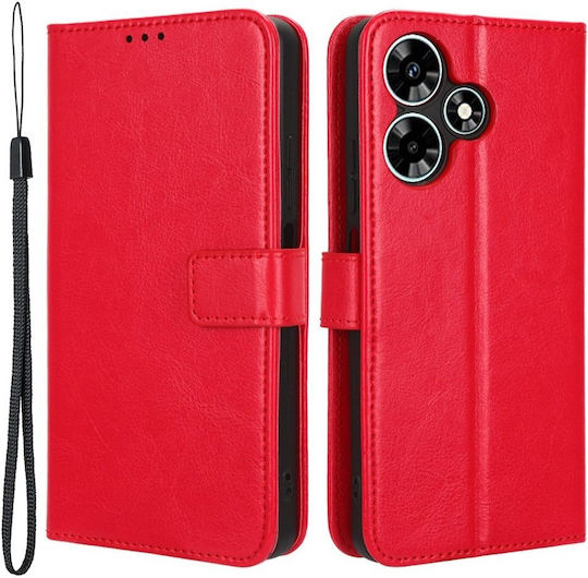 Crazy Horse Wallet Piele artificială / Plastic / Silicon Roșu (Infinix Hot 30I)