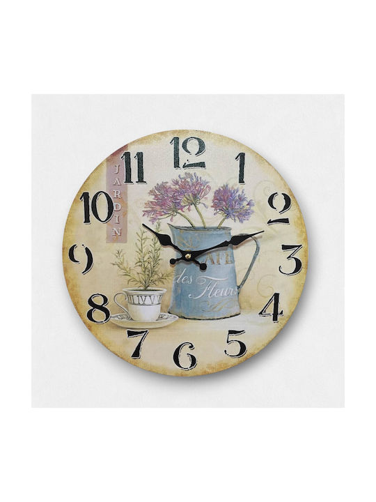 Artifact Wall Clock Wooden Beige Ø30cm