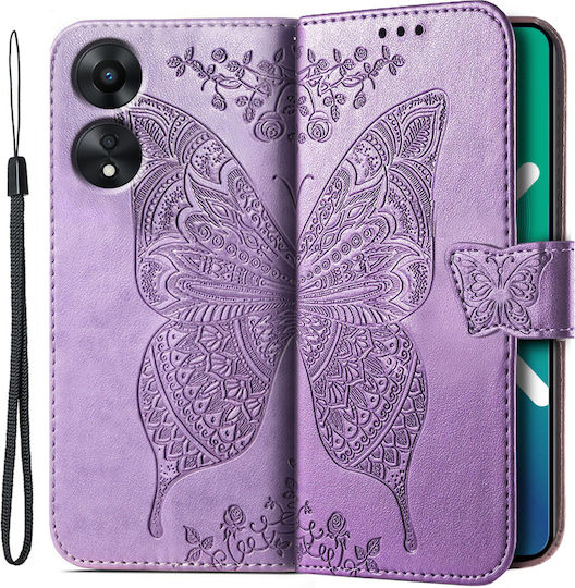 Oppo Butterfly Book Piele artificială / Plastic / Silicon Violet (Oppo A78 5G)