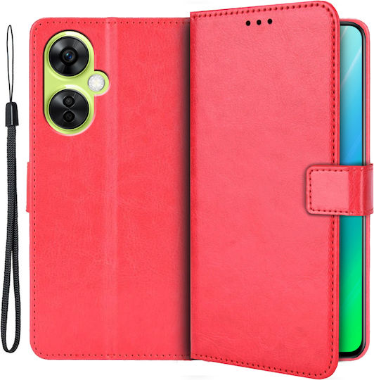 Crazy Horse Wallet Synthetic Leather / Plastic / Silicone Red (OnePlus Nord CE 3 Lite)