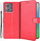 Crazy Horse Brieftasche Synthetisches Leder / Kunststoff / Silikon Rot (Motorola Edge 40)