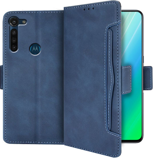 Motorola Buchen Sie Synthetisches Leder / Kunststoff / Silikon Blau (Motorola Moto G8 Leistung)