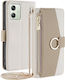 Motorola Wallet Zipper Pocket Изкуствена кожа Бял (Motorola Moto G54 5G)