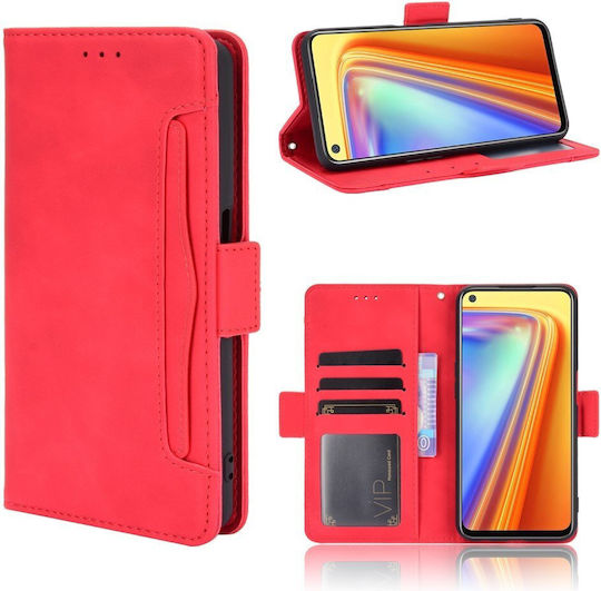 Book Piele artificială / Plastic / Silicon Roșu (Realme 7)