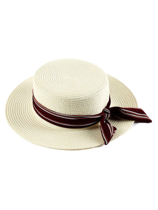 Achilleas Accessories Γυναικείο Ψάθινο Καπέλο Λευκό