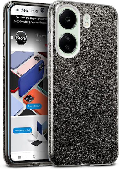 Orso Hybrid Strass Задна корица Силикон Черен (Xiaomi Redmi 13C 4G)