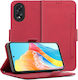 Oppo Book Synthetic Leather / Plastic / Silicone Red (Oppo A58 4G)