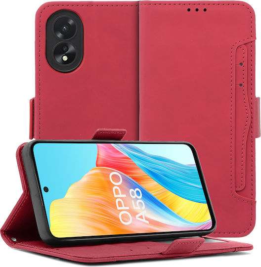 Oppo Book Synthetic Leather / Plastic / Silicone Red (Oppo A58 4G)