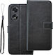 Crazy Horse Wallet Synthetic Leather / Plastic / Silicone Black (Oppo A58 4G)