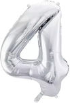 Balloon Number 4 Silver 45cm