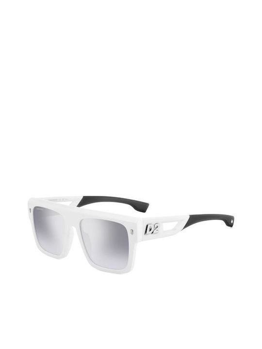 Dsquared2 Sonnenbrillen mit Weiß Rahmen und Silber Spiegel Linse D2 0127/S CCP/IC