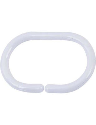 Plastona Plastic Bathroom Curtain Rings White 12pcs