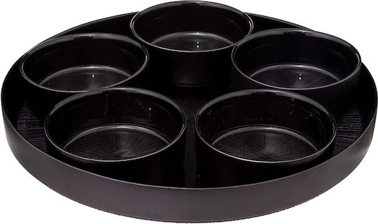 Secret de Gourmet Sticlă Platou pentru aperitive 5 poziții Neagră Ø34cm 6buc