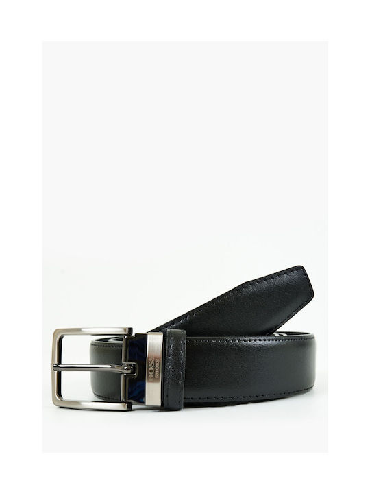 Boss Shoes Men's Knitted Leather Belt Black