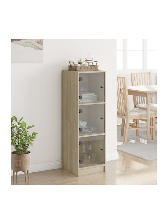 Wall Living Room Display Cabinet made of Particleboard with Glass Sonoma Oak 35x37x109cm