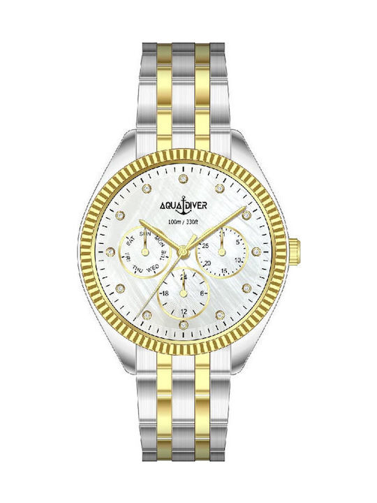 Women's Watch 36mm Chronograph Battery with Silver Stainless Steel Bracelet