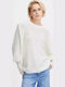 Damen Langarm Pullover Wolle Weiß