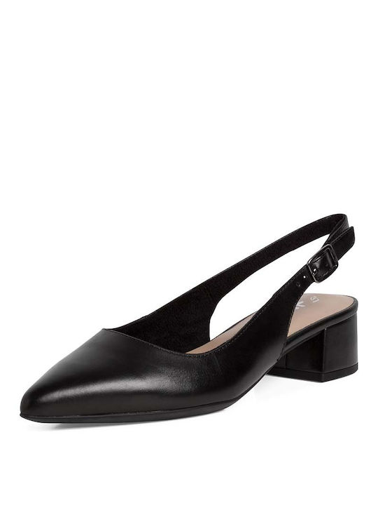 Tamaris Leder Pumps mit flachem Absatz Schwarz