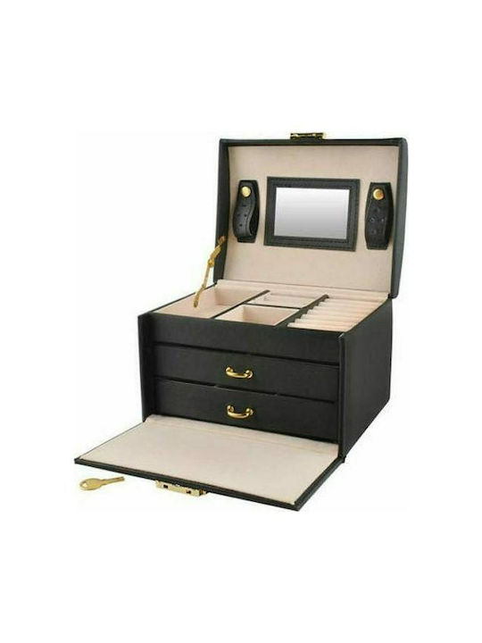 Jewellery Box with Drawer & Mirror 17x14x13cm