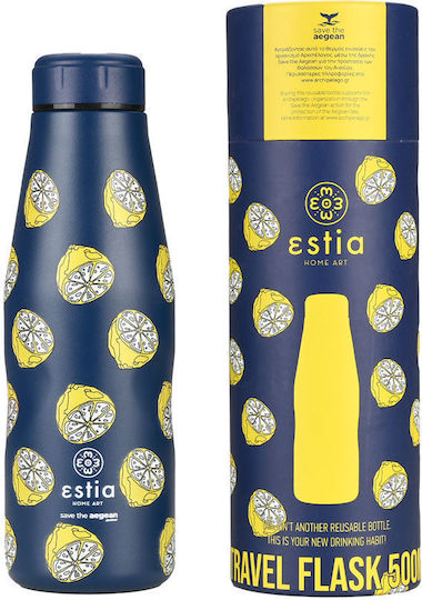 Estia Travel Flask Save the Aegean Μπουκάλι Θερμός Ανοξείδωτο BPA Free 500ml Citrus infusion