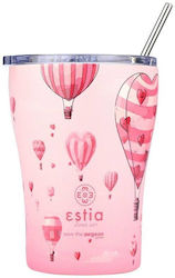 Estia Coffee Mug Save The Aegean Recyclable Glass Thermos Stainless Steel BPA Free 350ml Love Ascend with Straw