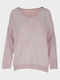 G Secret Women's Summer Blouse Long Sleeve with V Neckline Pink