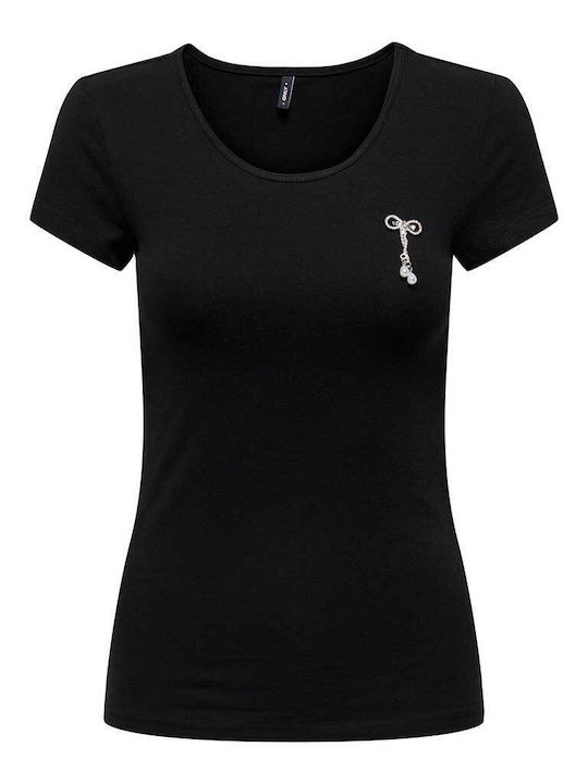 Only Damen Sportliches Bluse Kurzärmelig Schnell trocknend Black