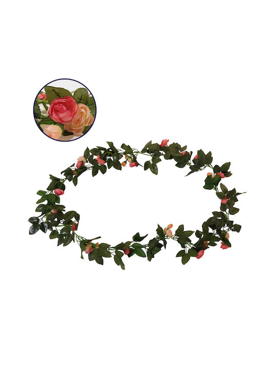 GloboStar Κρεμαστό Τεχνητό Φυτό Τριαντάφυλλο Κοραλί 220cm