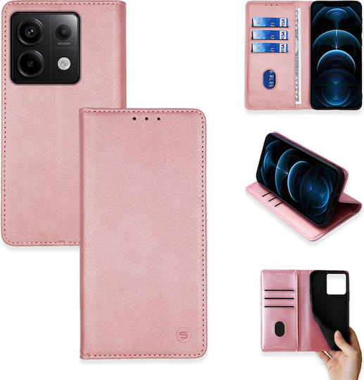 Sonique Vintage Magnet Задна корица Изкуствена кожа / Пластмаса Розово злато (Xiaomi Redmi Note 13 Pro 5G / Poco X6 5G)