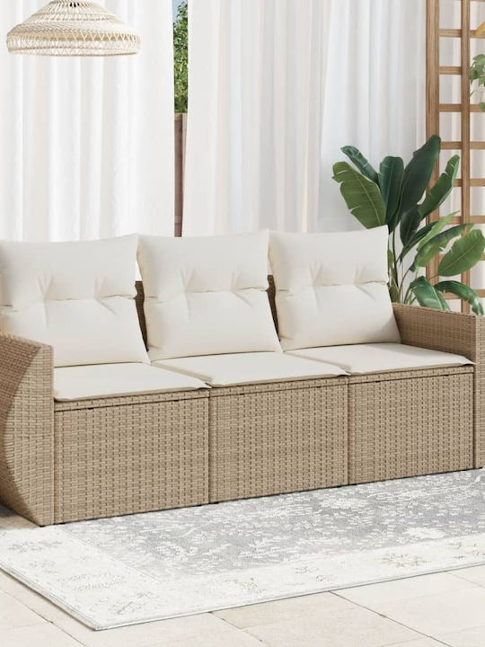 vidaXL Outdoor Sofa Tree-Seater Rattan with Cus...