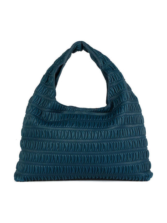 Leder Damentasche Shopper Schultertasche Petrol Blau