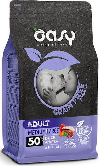 Oasy 12kg Trockenfutter ohne Getreide für erwachsene Hunde mittlerer & großer Rassen mit Ente