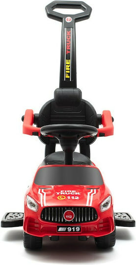 BabyMix Pompier Mașină Ride On Cu Mâner Pentru Părinți Pentru 12+ Luni Roșie