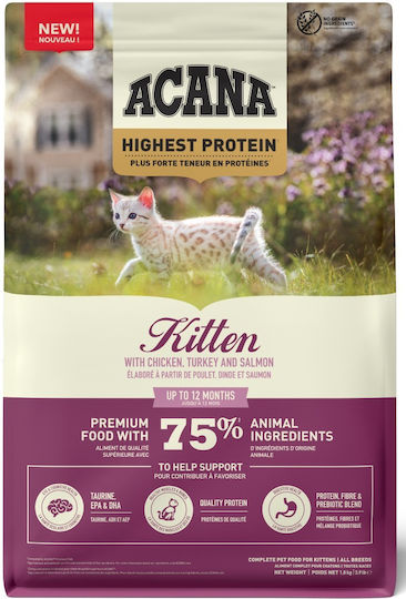 Acana Dry Food Grain-Free & Gluten-Free for Young Cats with Chicken / Turkey / Salmon 1.8kg