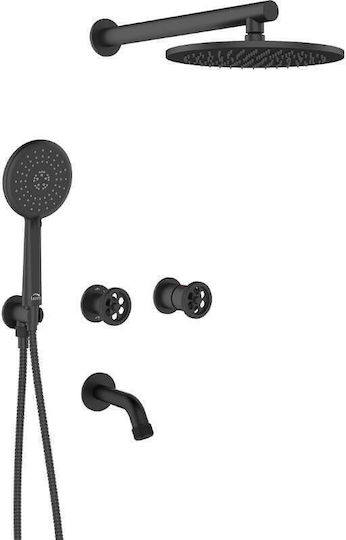 Laveo Built-in Mixer, Hand Shower & Shower Head Set for Shower Black Laveo Built-in Mixer, Hand Shower & Shower Head Set for Shower Black
