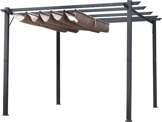 Pergolă De Grădină Cu Tavan În Culoare Gri 300x300cm