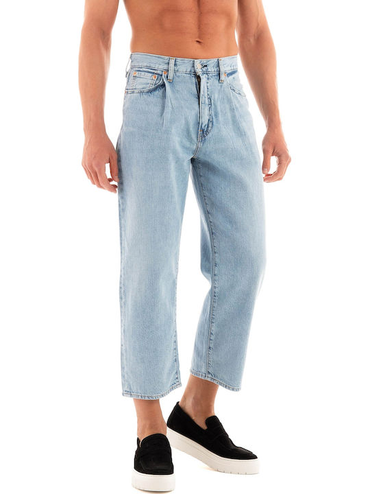 Stay Men's Jeans Pants Cropped with Loose Fit Light Blue (light Aged Denim)
