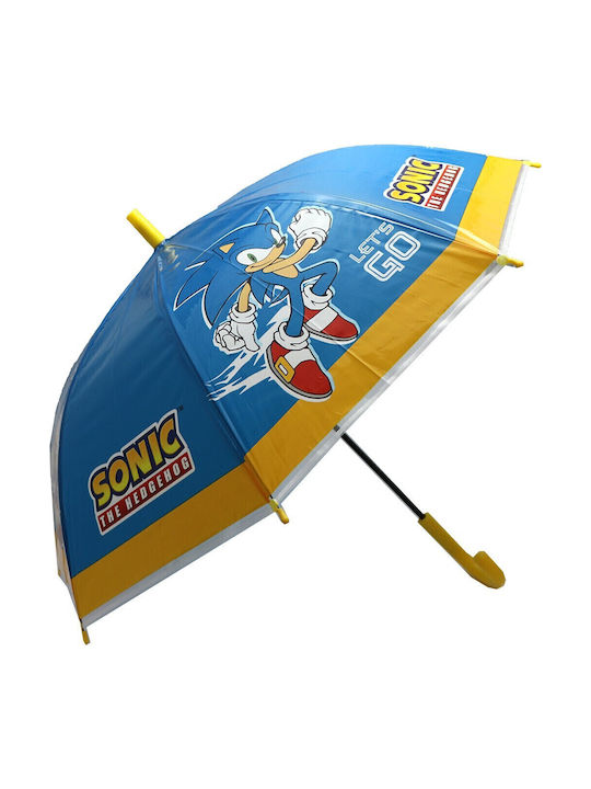 Sega Sonic Kids Umbrella Curved Handle Blue 48.5cm