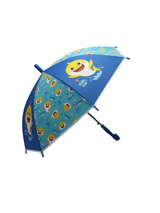 PinkFong Kinder Regenschirm Gebogener Handgriff Blau