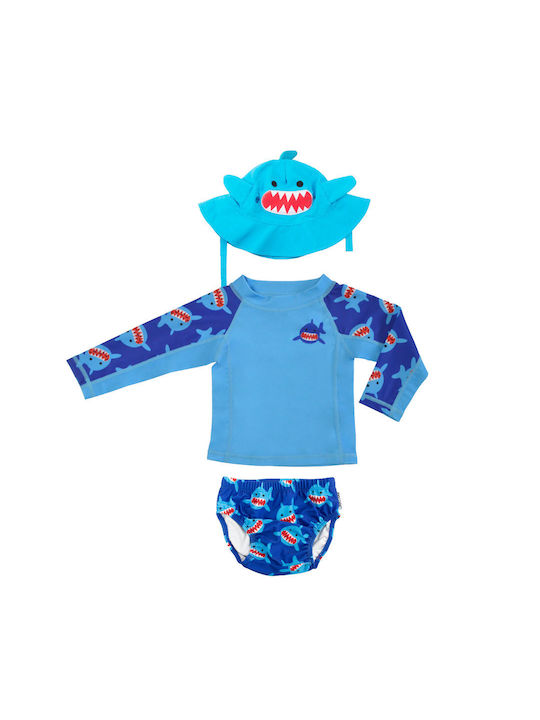 Zoocchini Kinder Badeanzug Bademoden-Set Sonnenschutz (UV) Schulung Blau